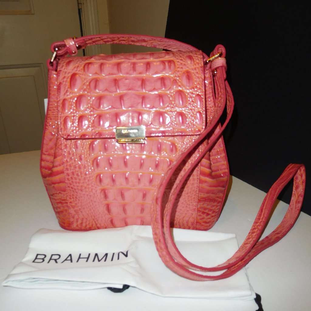 Brahmin Margo Coral Snapdragon Leather Handbag--Nwt